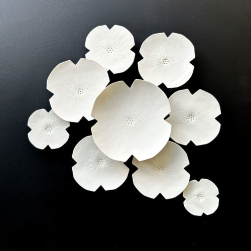 Nine Graces 3D porcelain ceramic floral wall art sculpture | Wall Hangings by Elizabeth Prince Ceramics