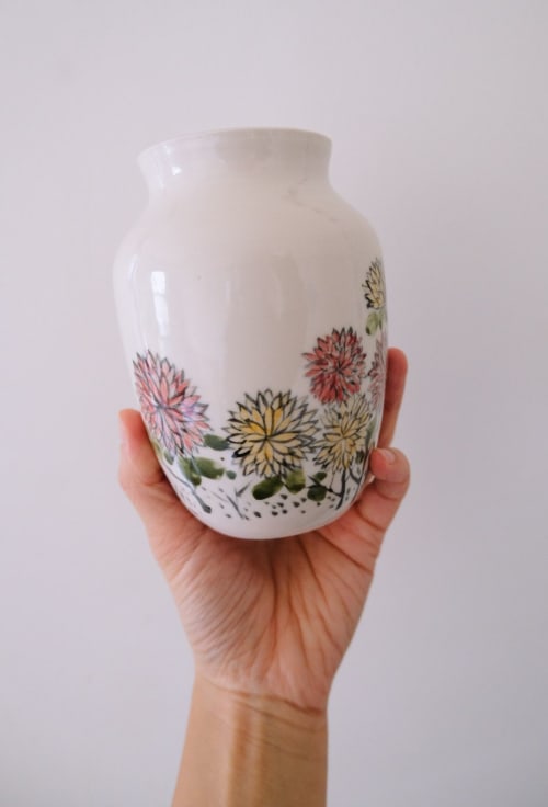 Chrysanthemum Painted Vase | Drinkware by Mary L