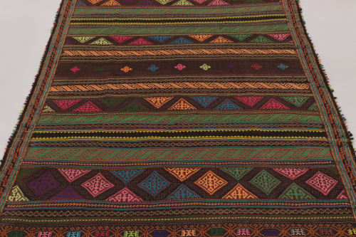 Vintage Persian Soumak Kilim, Vibrant Tribal Geometric | Rugs by Rug and Kilim