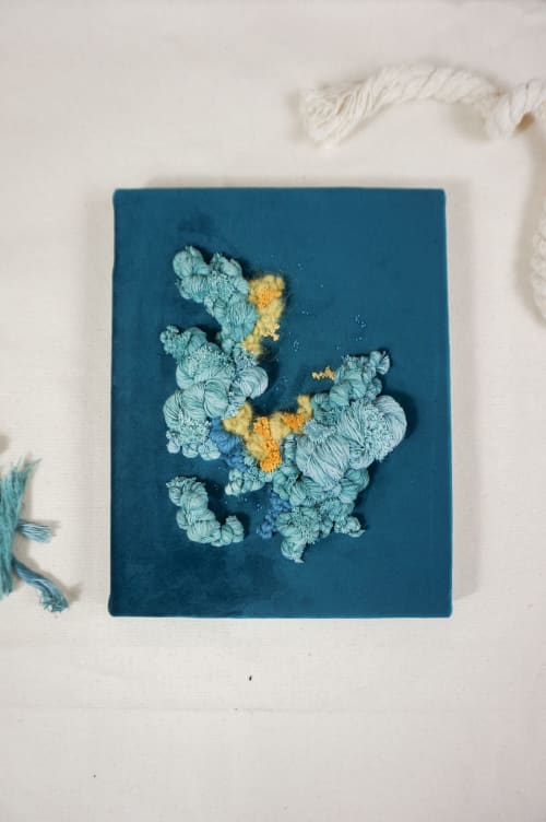 Blue and yellow corals II | Wall Hangings by Mariana Baertl