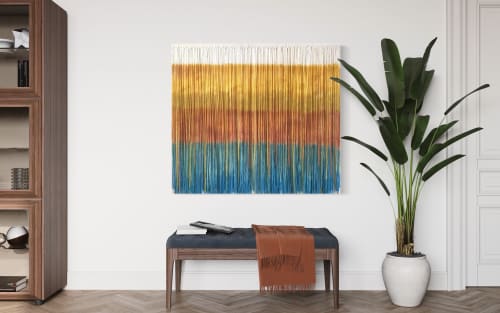 MOROCCO Mustard Ochre Teal Textile Wall Hanging | Macrame Wall Hanging in Wall Hangings by Wallflowers Hanging Art