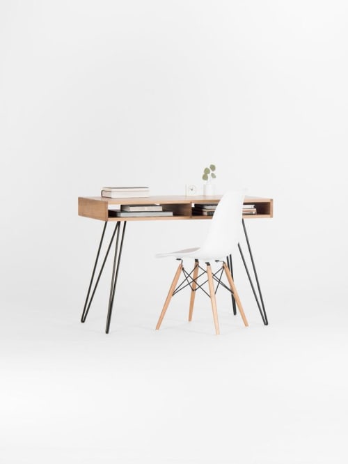 Wood desk, computer desk, writing desk, industrial desk | Furniture by Mo Woodwork