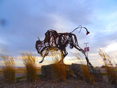 Bison and Grizzly | Public Sculptures by Wendy Klemperer Art Inc | Great Falls International Airport in Great Falls