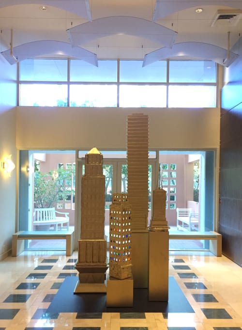Hometown Sentinels - Lobby South Point Towers | Public Sculptures by Alette Simmons-Jimenez | South Pointe Tower Condominiums in Miami Beach