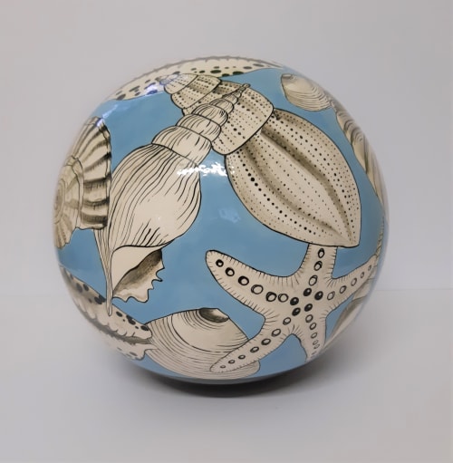 Ceramic Blue Shell Globe | Interior Design by Glaze Ceramics