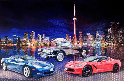 Untitled (Cars) - oil painting | Oil And Acrylic Painting in Paintings by Melissa Patel | Coliseum Auto Sales on Weston in Toronto