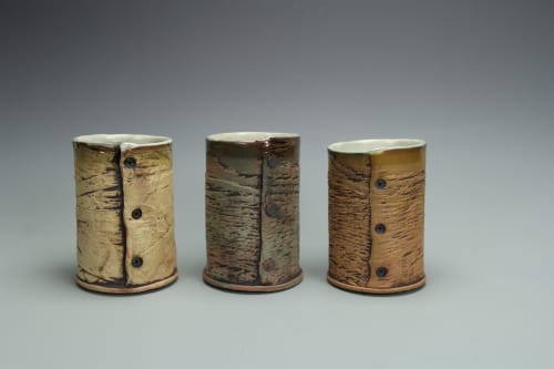 Wood Textured Tumblers | Cups by JunkPot Studio | Farmington Valley Arts Center in Avon