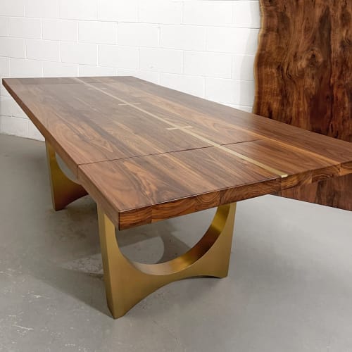 Brass inlay tunnel table | Dining Table in Tables by YJ Interiors