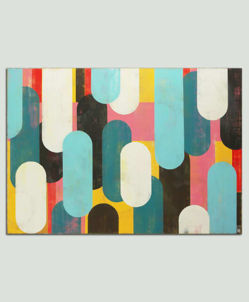 Traffic Pink Landscape XXL | Oil And Acrylic Painting in Paintings by Ronald Hunter | Roxier Art Gallery in Rotterdam