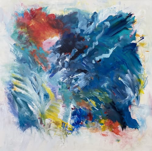 Summer Wind Contemporary Abstract | Oil And Acrylic Painting in Paintings by Strokes by Red - Red (Linda Harrison)