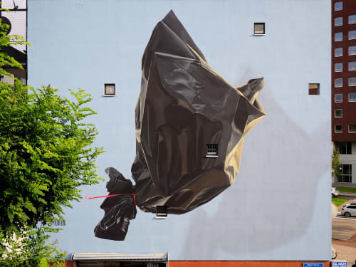 Garbage Bird | Street Murals by Murmure Street