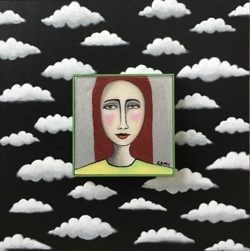 "Head in Clouds 1" - Original Artwork - 16x16" | Paintings by Cami Levin