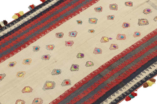 Vintage Persian Kilim in Beige with Multicolor Stripes | Rugs by Rug and Kilim