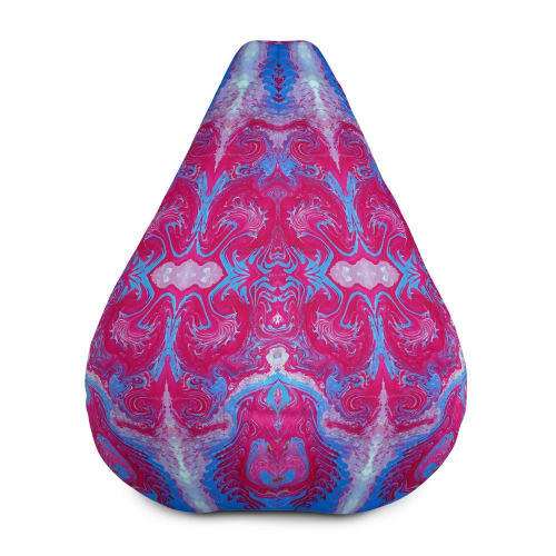 Magenta Arabesque | Pouf in Pillows by KALEIDO MARBLING ART