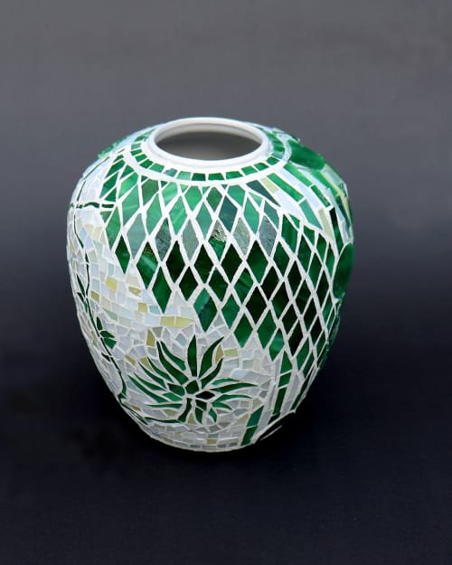 Emerald Green Vase | Vases & Vessels by Sarah Wandrey Mosaics