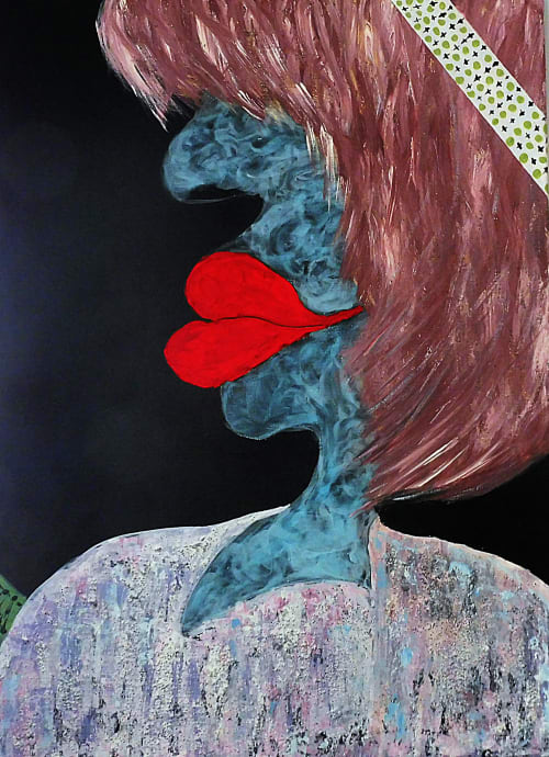 SOLD - Abstract portrait painting - WOW, GIRL! | Oil And Acrylic Painting in Paintings by Marinela Puscasu