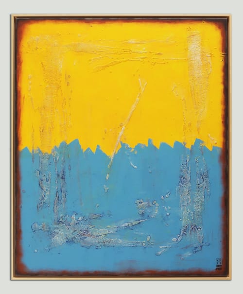 Once in Yellow & Blue XL | Oil And Acrylic Painting in Paintings by Ronald Hunter | Roxier Art Gallery in Rotterdam