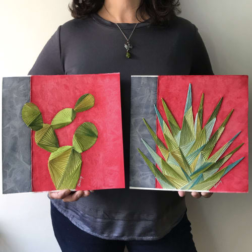 Maguey & nopal (SOLD-similar pieces upon request) | Mixed Media by Laila Vazquez | Mexico City in Mexico City