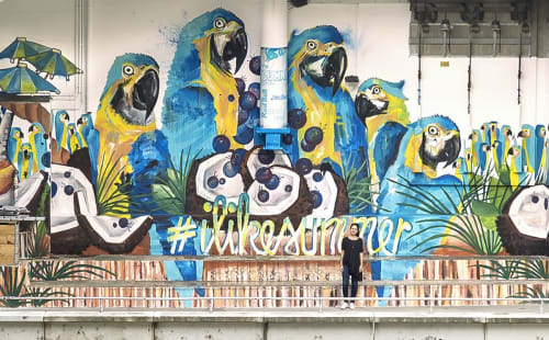 "Coconut Island" Mural | Murals by Carola Deutsch | Pop up BAR "Citybeach" in Graz