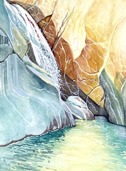 Palm Springs Desert Waterfall | Paintings by Catherine Twomey | Woolworth Walk in Asheville