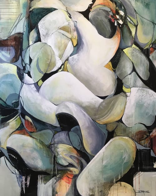 SOLD: Original Acrylic, Lotus Euphoria, 60x48 | Mixed Media by Jeanette Jarville, BFA Emily Carr University of Art