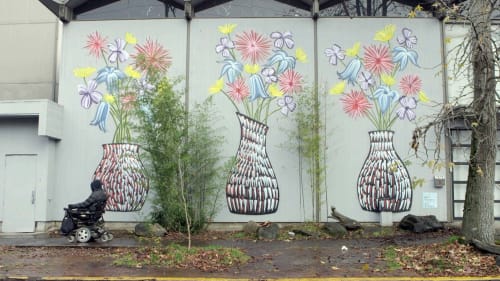 Flowers in Vases | Street Murals by Baso Fibonacci | Seattle, WA in Seattle