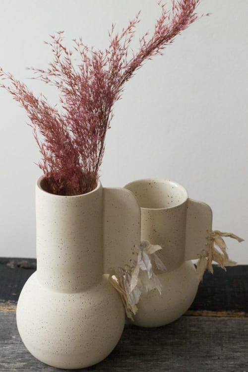 Vase with Silk - Large | Vases & Vessels by Cóte García Ceramics | Private Residence in Brooklyn