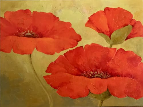"A Dance of Poppies" Original Acrylic Painting on canvas | Drawing in Paintings by Marina Saba Fine Art