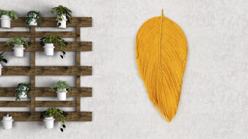 XL Fiber art leaf sculpture - Parna | Wall Hangings by YASHI DESIGNS