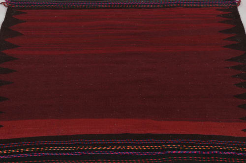 Vintage Sofreh Persian Kilim, Square Rug in Deep Red Open | Rugs by Rug and Kilim