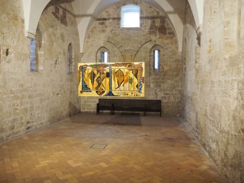 THE LAST SUPPER -  contemporay icon in Oil , wood  and mirrors 220 cm x 110 x 20 cm | Paintings by VINCENZO MURATORE | San Giovanni degli Eremiti in Palermo