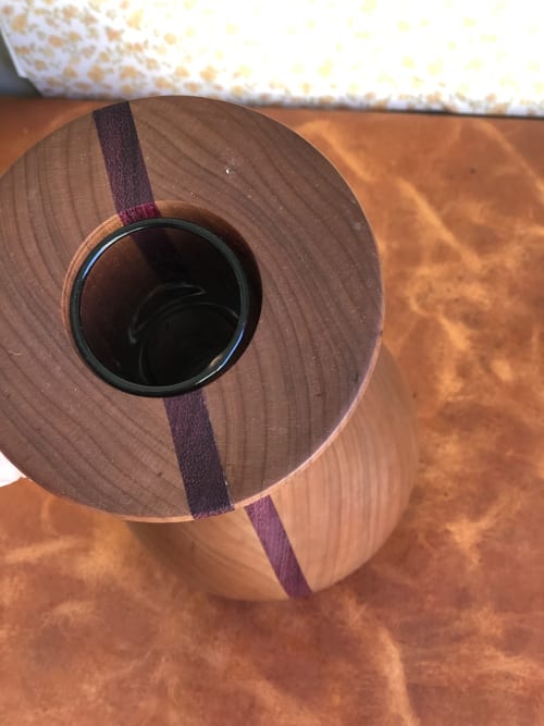 Vase in Cherry and Purple Heart | Vases & Vessels by Patton Drive Woodworking