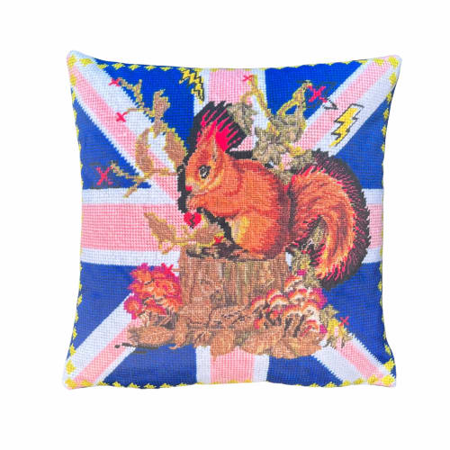 velvet PUNK SQUIRREL custom made f/d pillow | Pillows by Mommani Threads