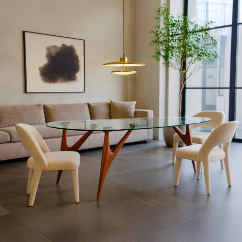 Ted Crystal – Glass & Mahogany Living Room Table | Dining Table in Tables by GREYGE