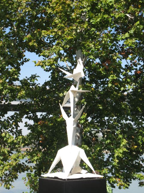 Crane Unfolding | Public Sculptures by KevinBoxStudio. | Little Rock River Market in Little Rock
