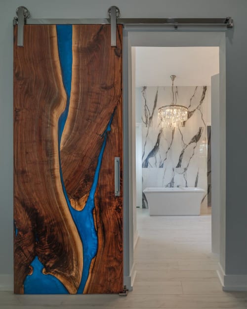 Live Edge Wood & Resin Sliding Doors - Epoxy River Doors | Furniture by Carlberg Design