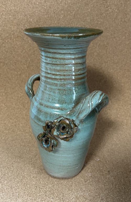 Vase with Roses and handles | Vases & Vessels by Sheila Blunt