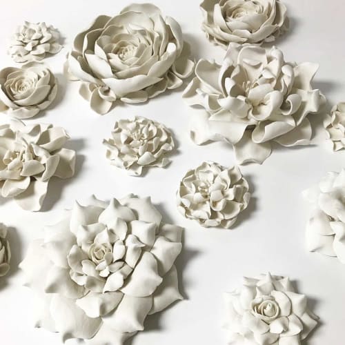Porcelain Flowers Artwork, Set of 10 | Wall Sculpture in Wall Hangings by Maap Studio | The Candler Hotel Atlanta, Curio Collection by Hilton in Atlanta