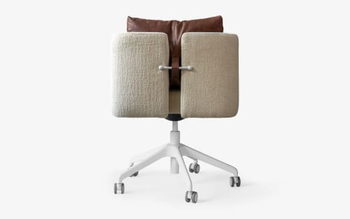 Papillonne Swivel Wheeled Office Chair with Real Leather | Chairs by LAGU