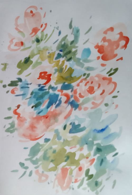 abstract flower 1 | Watercolor Painting in Paintings by Cumin Studio