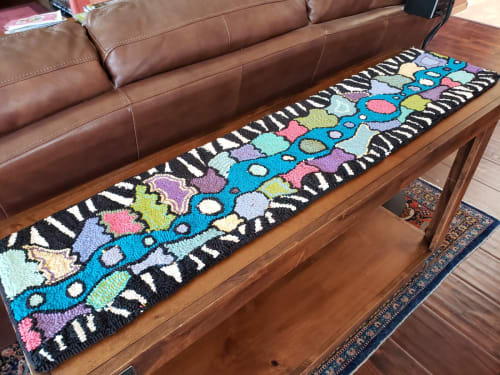 Carnivale, Zebra Style Table Runner/Bench Cover/Wall Hanging | Rugs by High on Hooking