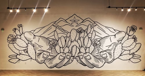 Mural (Cactus) | Murals by Christin Apodaca | Vino Nuevo El Paso in El Paso