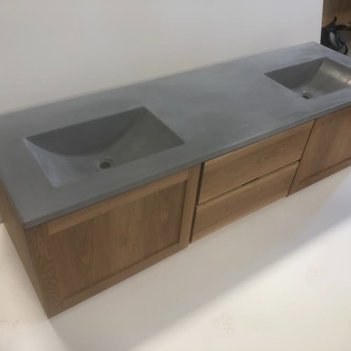 Aldrich Floating Vanity Base with Concrete Top | Furniture by Wood and Stone Designs
