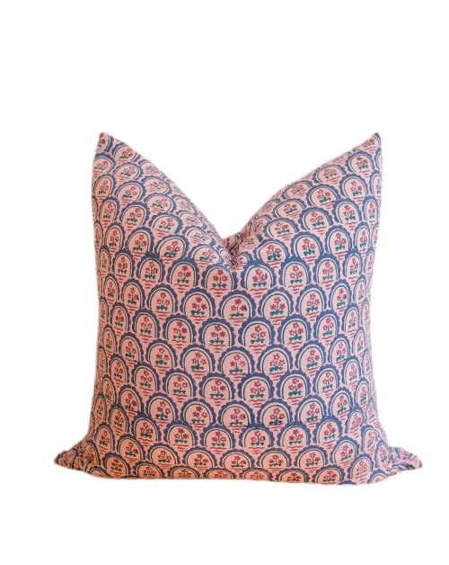 Priya - Hand Block-printed Linen Pillow | Pillows by Soil to Studio | Industry City in Brooklyn