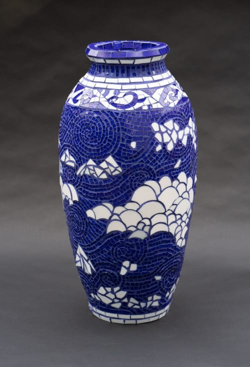Wind, Water and the Moon | Vases & Vessels by Sarah Wandrey Mosaics
