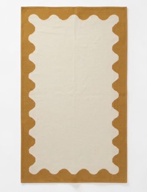 Handwoven Woolen Yellow Runner Rug | Rugs by Evergreen C