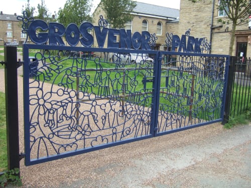 Grosvenor Park gate | Public Sculptures by Mick Kirkby-Geddes | Grosvenor Park in Bradford