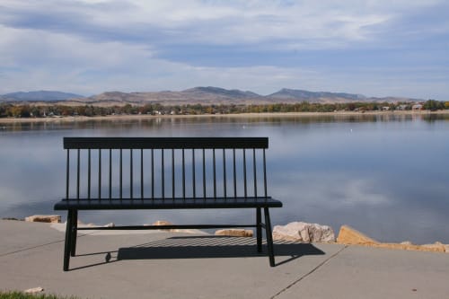 60" Ebonized Spindle Back Bench in White Oak | Benches & Ottomans by Miikana Woodworking