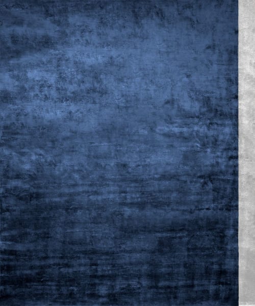 Rug Color Block Deep Blue solid color 100% bamboo silk | Rugs by Atelier Tapis Rouge