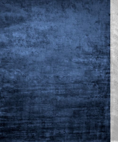 Rug Color Block Deep Blue solid color 100% bamboo silk | Area Rug in Rugs by Atelier Tapis Rouge